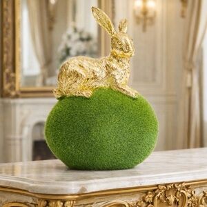 Le Lapin Louise Elegant Gold Bunny on Flocked Velvet Egg
